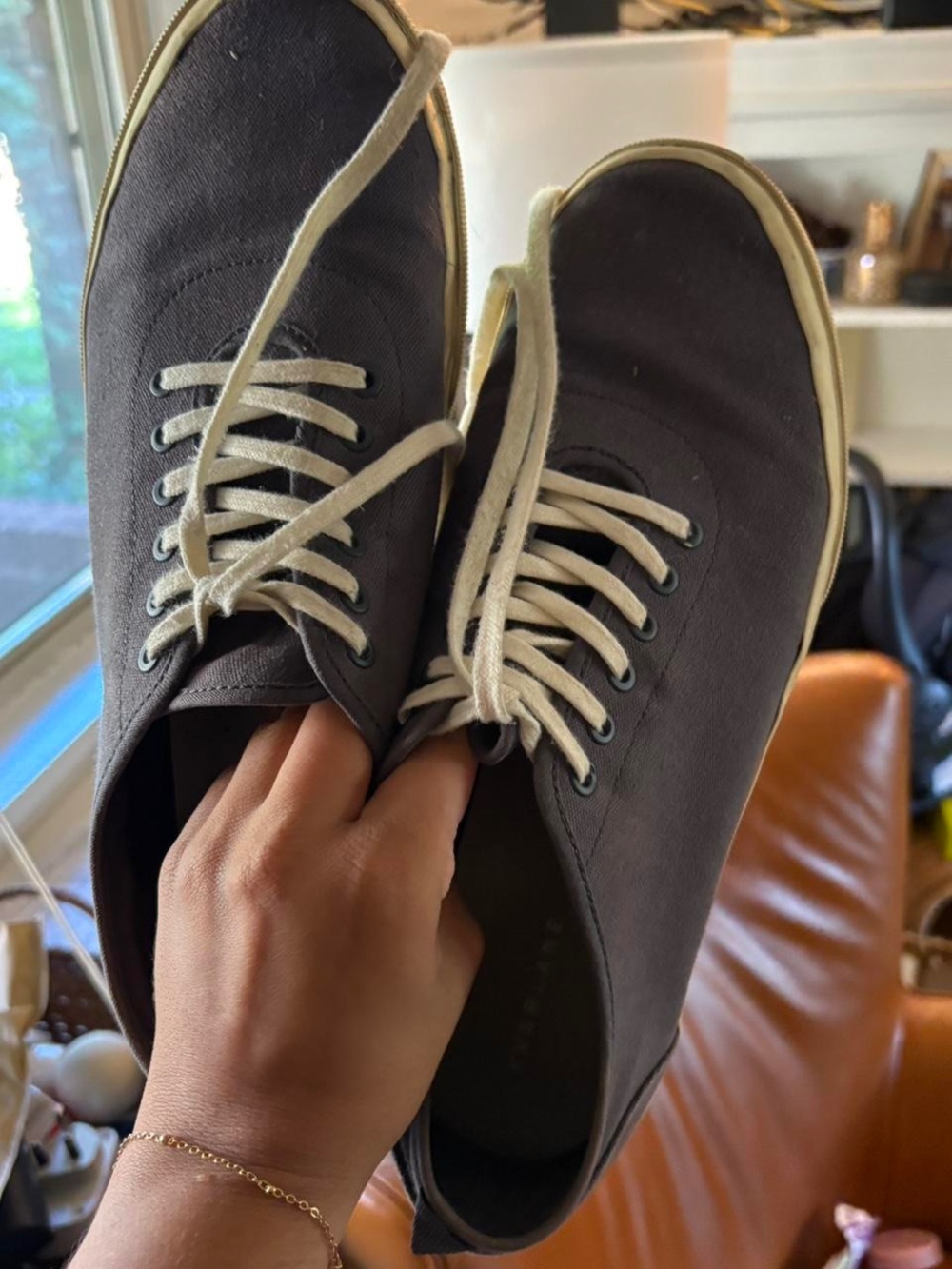 Everlane Gray Canvas Sneakers with Cream Laces